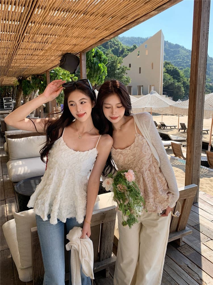 실사 둘째 머리카락 부드러운 순수한 욕망 망사 꽃 인형 셔츠 캐미솔 얇은 스타일 쇼트 스타일 재킷 이미지 4
