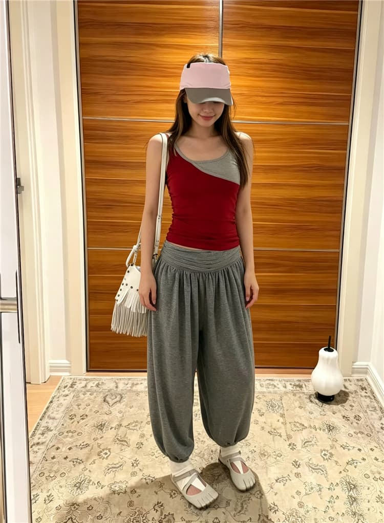 실사 둘째 머리카락 한 부서 작은 대중 허리 힙 Pleat 루즈핏 도루 센스 9부 바지 배기 바지 상세 이미지 5