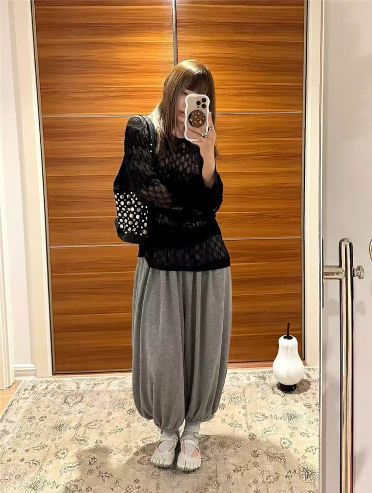 실사 둘째 머리카락 한 부서 작은 대중 허리 힙 Pleat 루즈핏 도루 센스 9부 바지 배기 바지 상세 이미지 6
