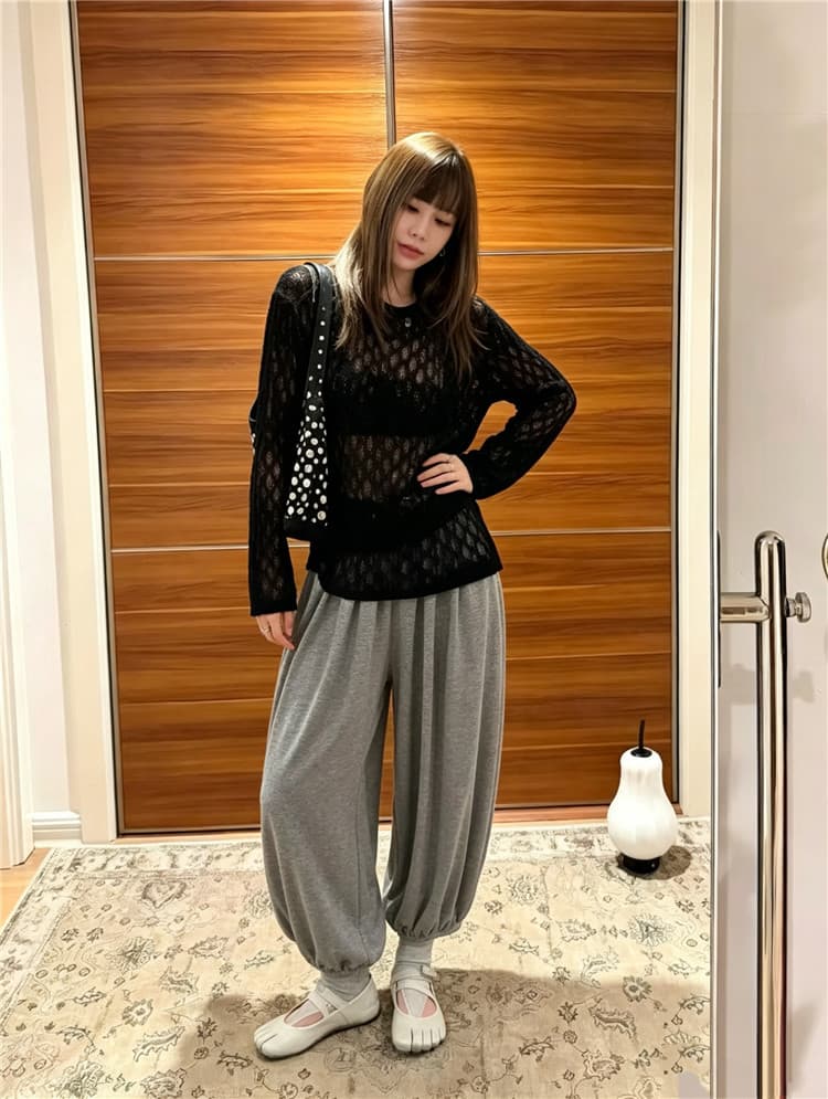 실사 둘째 머리카락 한 부서 작은 대중 허리 힙 Pleat 루즈핏 도루 센스 9부 바지 배기 바지 상세 이미지 7