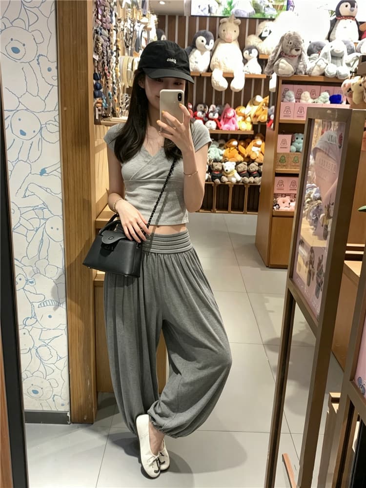 실사 둘째 머리카락 한 부서 작은 대중 허리 힙 Pleat 루즈핏 도루 센스 9부 바지 배기 바지 상세 이미지 2