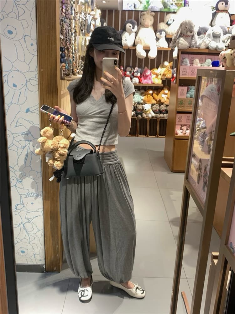 실사 둘째 머리카락 한 부서 작은 대중 허리 힙 Pleat 루즈핏 도루 센스 9부 바지 배기 바지 상세 이미지 3