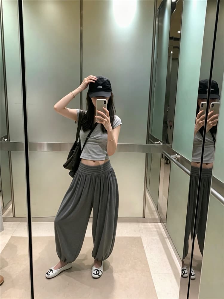 실사 둘째 머리카락 한 부서 작은 대중 허리 힙 Pleat 루즈핏 도루 센스 9부 바지 배기 바지 상세 이미지 6