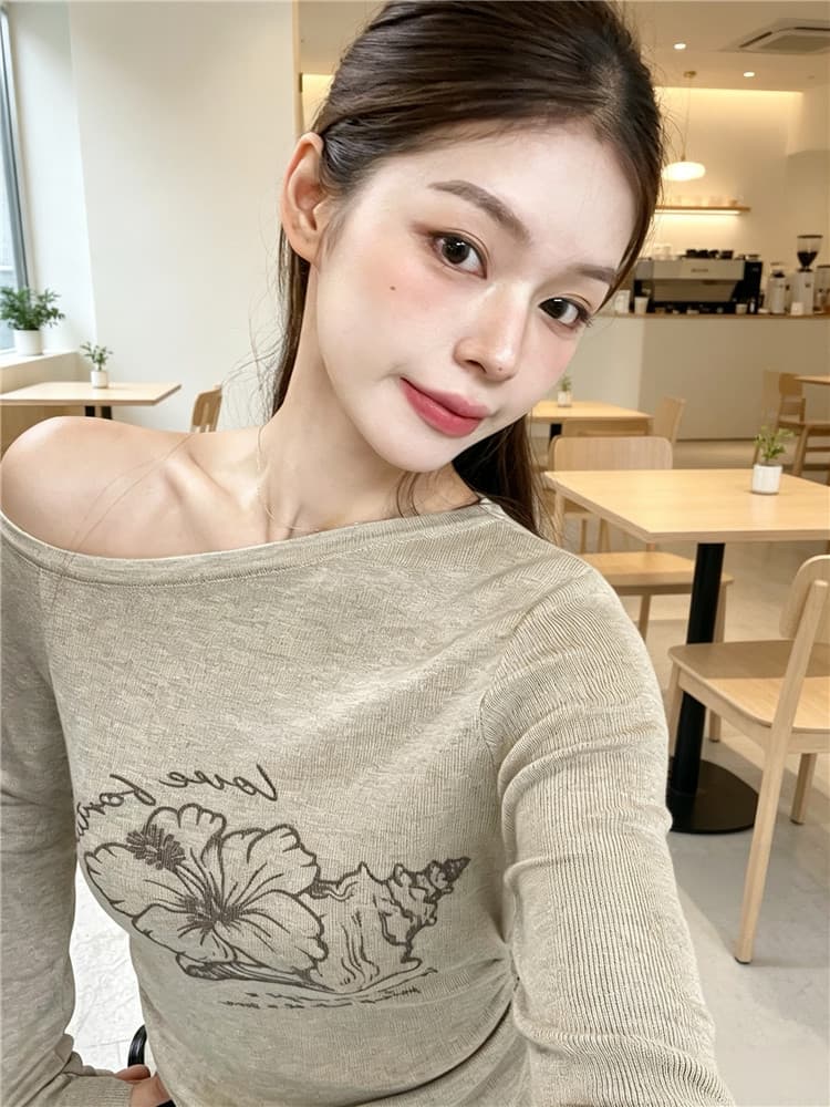 실사 아메리칸 레트로 라운드 넥 수 있습니다. 오프숄더 착용 멩 개 프린트 몸매 가꾸기 슬림해 보이는 맨위 니트 스웨터 상세 이미지 11