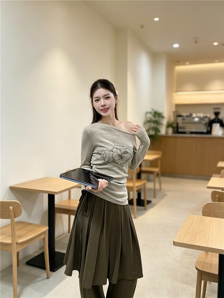 실사 아메리칸 레트로 라운드 넥 수 있습니다. 오프숄더 착용 멩 개 프린트 몸매 가꾸기 슬림해 보이는 맨위 니트 스웨터 상세 이미지 12
