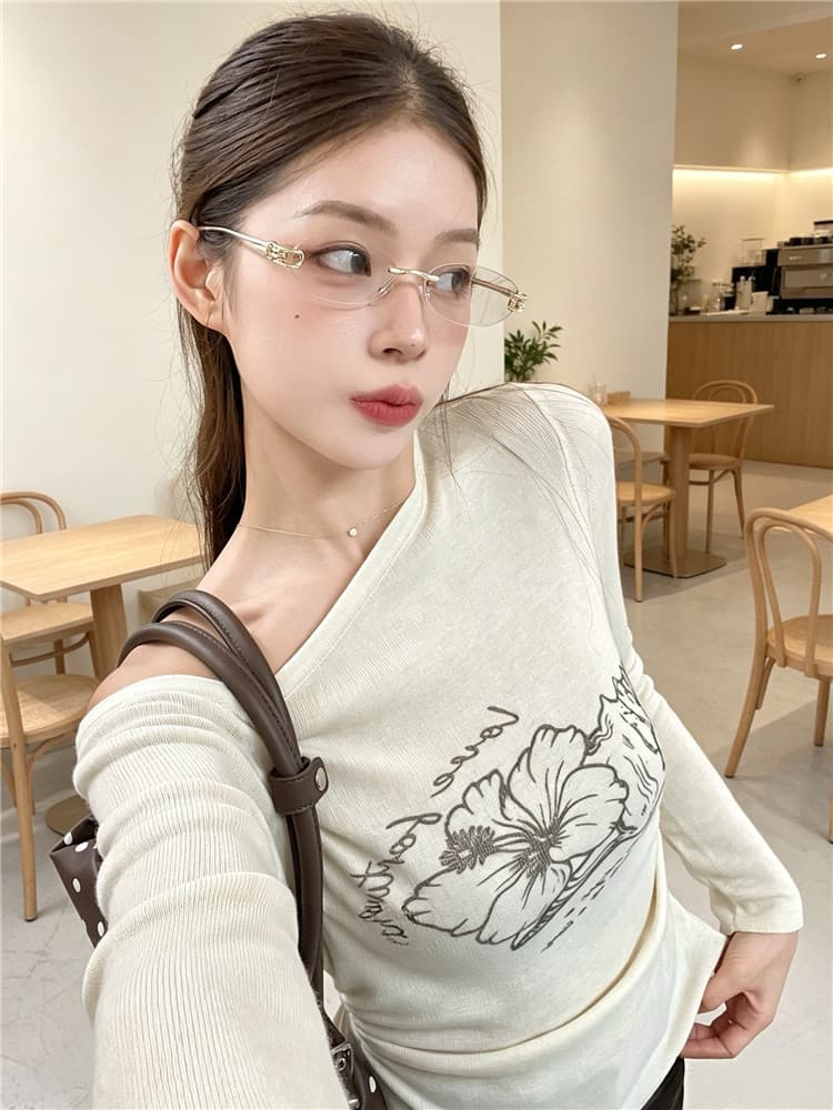 실사 아메리칸 레트로 라운드 넥 수 있습니다. 오프숄더 착용 멩 개 프린트 몸매 가꾸기 슬림해 보이는 맨위 니트 스웨터 상세 이미지 14