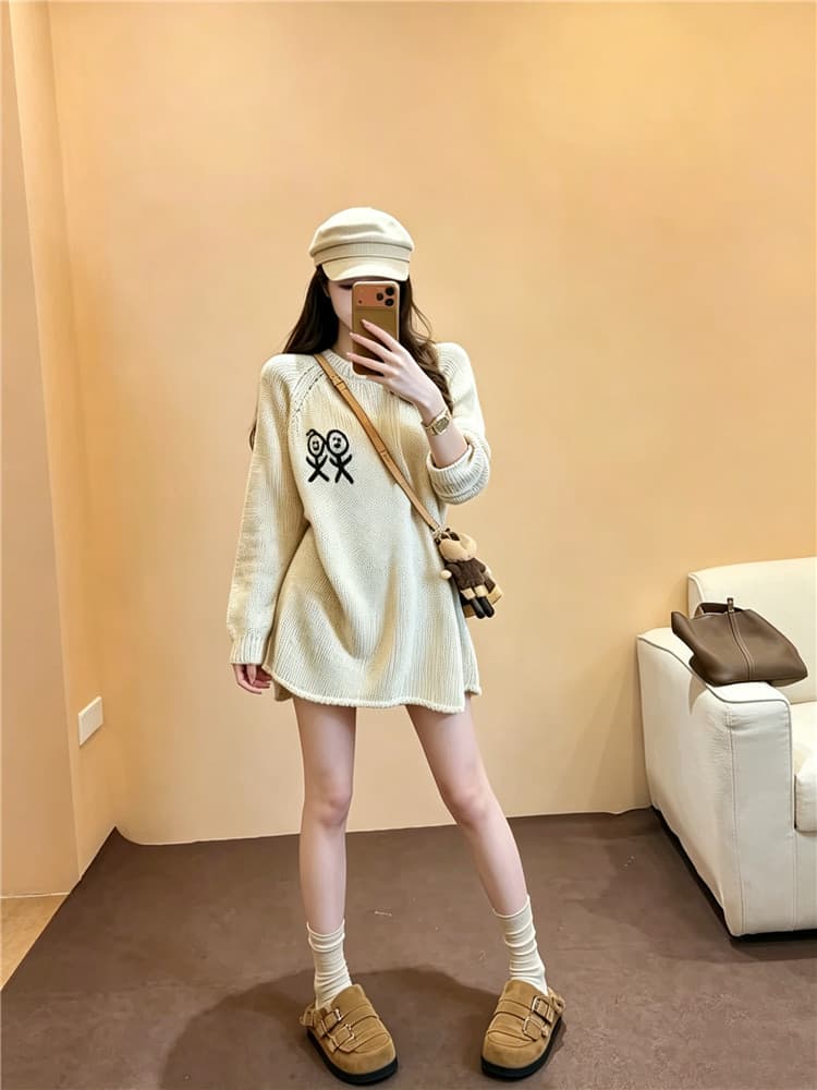 실사 경기 사람들 한 부서 미니멀리즘 루즈핏 느긋한 바람 롱 코트 빅 보드 종류 스웨터 맨위 이미지 3