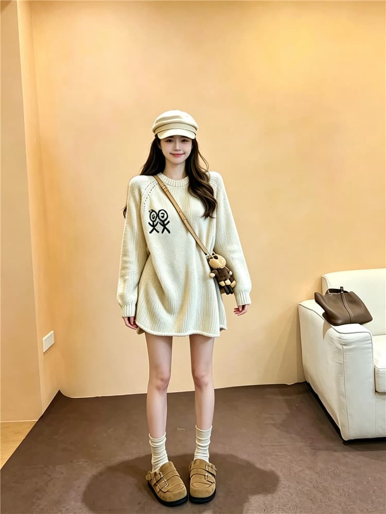 실사 경기 사람들 한 부서 미니멀리즘 루즈핏 느긋한 바람 롱 코트 빅 보드 종류 스웨터 맨위 상세 이미지 1