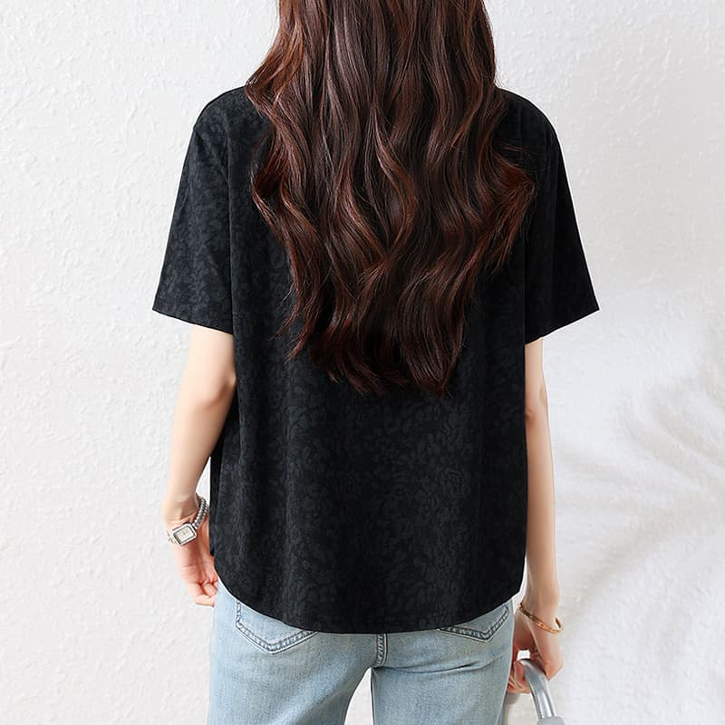 l-5xl 여름 새로운 여성 루즈핏 빅 사이즈 반팔 티셔츠 홀치기 염색 음료 병 프린트 라운드 넥 맨위 이미지 5
