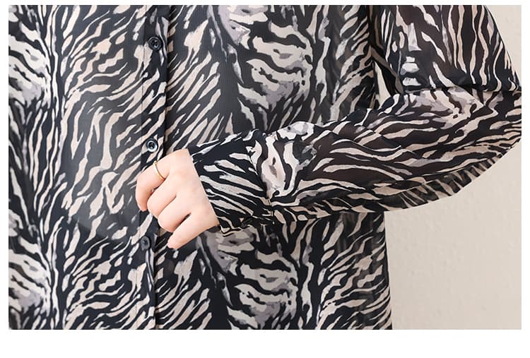 l-5xl 실사 빅 사이즈 품격 유럽 상품 긴팔 자외선 차단 셔츠 익스트림 제인 바람 얼룩말 곡물 디자인 센스 루즈핏 표지 고기 상세 이미지 22