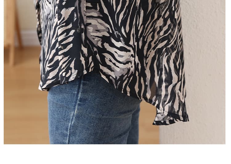 l-5xl 실사 빅 사이즈 품격 유럽 상품 긴팔 자외선 차단 셔츠 익스트림 제인 바람 얼룩말 곡물 디자인 센스 루즈핏 표지 고기 상세 이미지 24