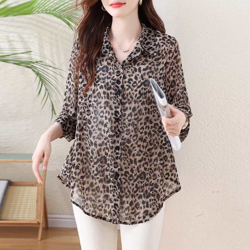 l-5xl 새로운 빅 사이즈 패션 자외선 차단 긴팔 다용도 품격 슬림해 보이는 표지 고기 블라우스 맨위 이미지 3