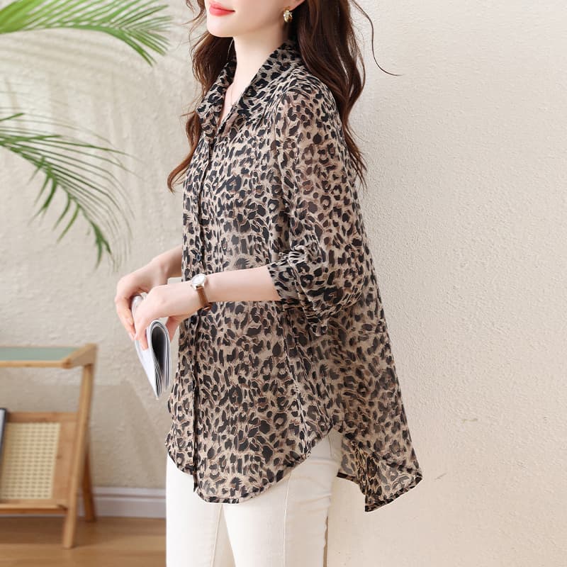 l-5xl 새로운 빅 사이즈 패션 자외선 차단 긴팔 다용도 품격 슬림해 보이는 표지 고기 블라우스 맨위 이미지 5