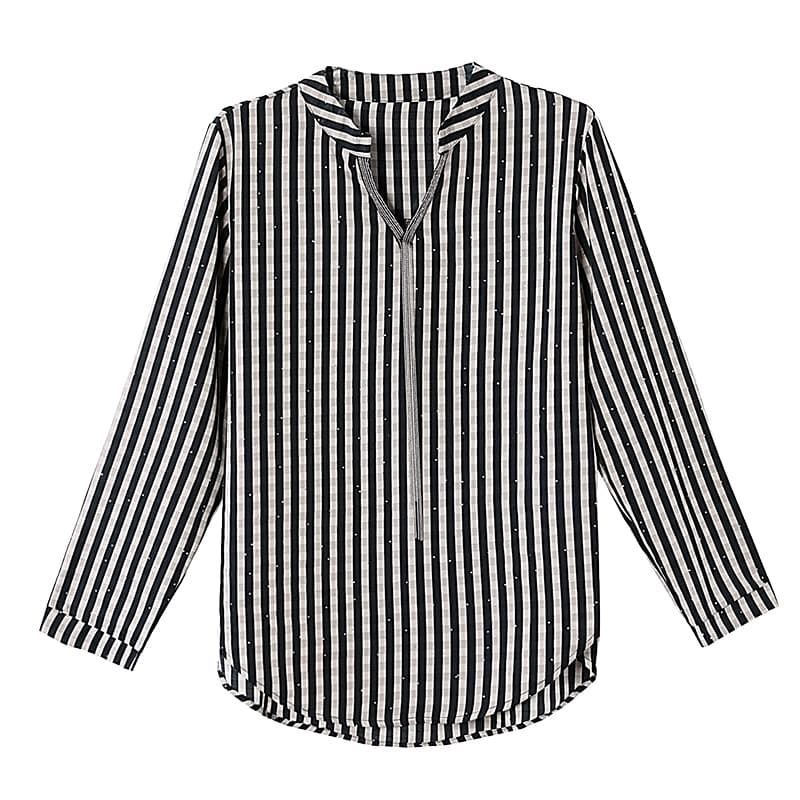 l-5xl 실사 빅 사이즈 여성 의류 품격 유럽 상품 긴팔 체크무늬 셔츠 익스트림 제인 디자인 센스 루즈핏 표지 고기 이미지 6