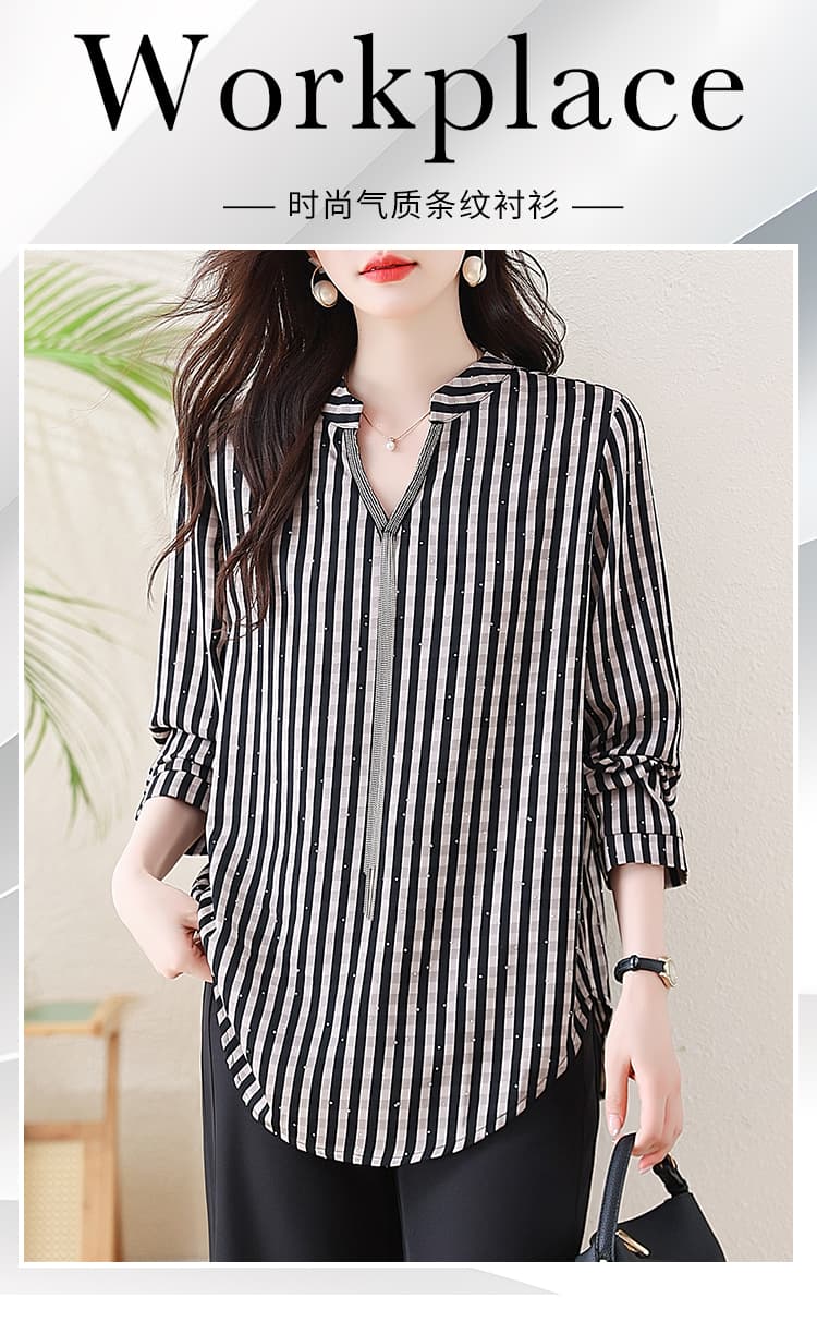 l-5xl 실사 빅 사이즈 여성 의류 품격 유럽 상품 긴팔 체크무늬 셔츠 익스트림 제인 디자인 센스 루즈핏 표지 고기 상세 이미지 1