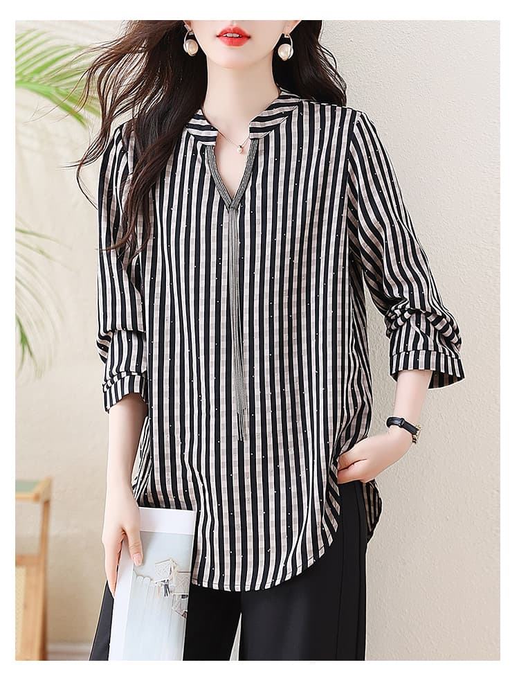 l-5xl 실사 빅 사이즈 여성 의류 품격 유럽 상품 긴팔 체크무늬 셔츠 익스트림 제인 디자인 센스 루즈핏 표지 고기 상세 이미지 16
