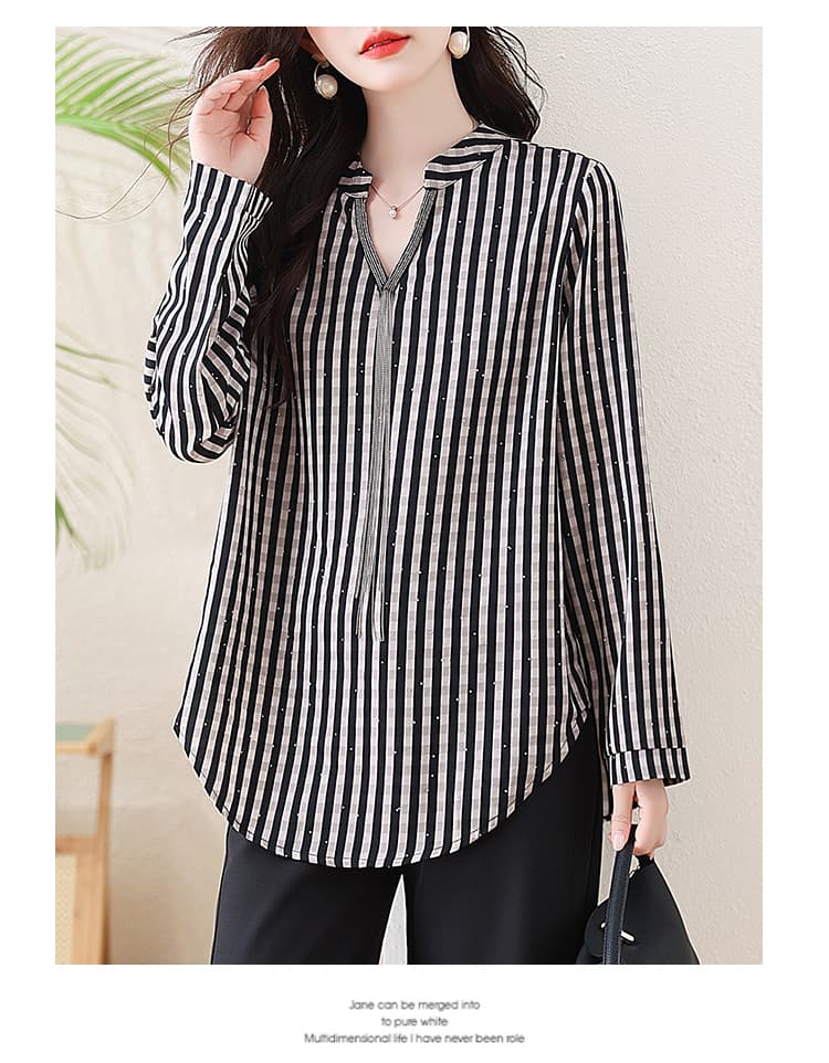 l-5xl 실사 빅 사이즈 여성 의류 품격 유럽 상품 긴팔 체크무늬 셔츠 익스트림 제인 디자인 센스 루즈핏 표지 고기 상세 이미지 17