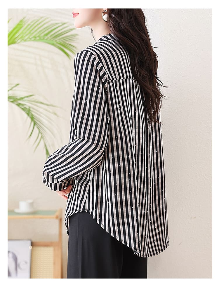 l-5xl 실사 빅 사이즈 여성 의류 품격 유럽 상품 긴팔 체크무늬 셔츠 익스트림 제인 디자인 센스 루즈핏 표지 고기 상세 이미지 18