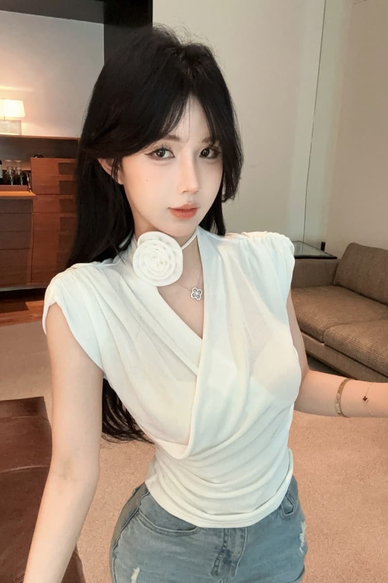 실사 정가 2026 순수한 욕망 핫걸 섹시함 둘 착용 맨위 여성 여름 디스플레이 몸 반팔 t Chic 아름다운 상세 이미지 3
