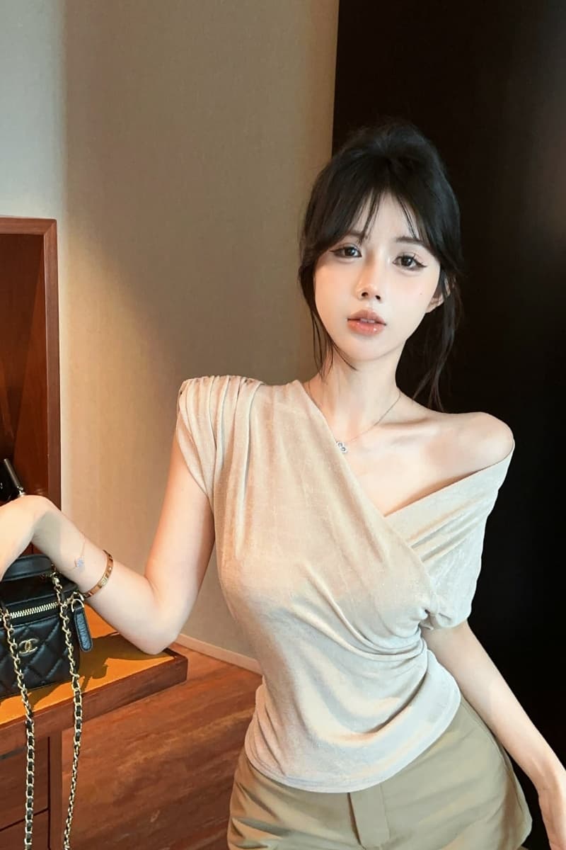 실사 정가 2026 순수한 욕망 핫걸 섹시함 둘 착용 맨위 여성 여름 디스플레이 몸 반팔 t Chic 아름다운 상세 이미지 11