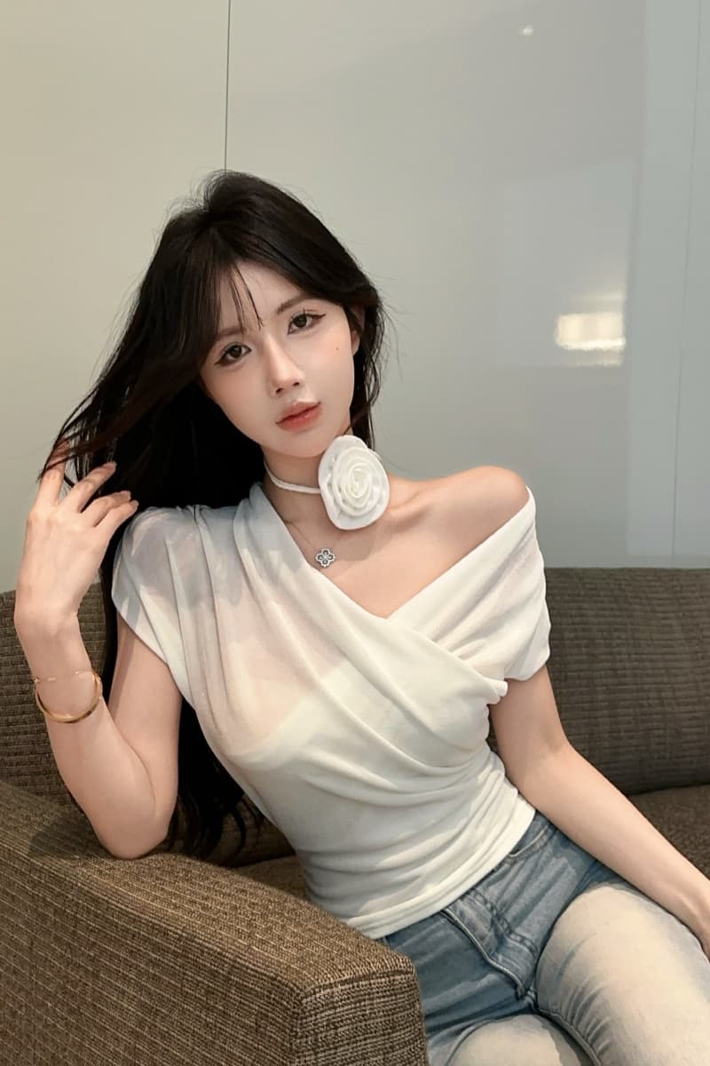 실사 정가 2026 순수한 욕망 핫걸 섹시함 둘 착용 맨위 여성 여름 디스플레이 몸 반팔 t Chic 아름다운 상세 이미지 24