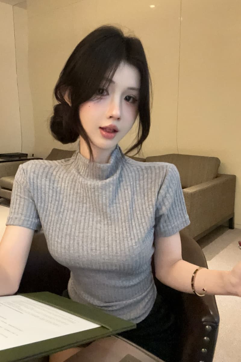 실사 정가 2026 여름 새로운 터틀넥 다용도 품격 단색 신축성 만나는 한국 스타일 몸매 가꾸기 t 상세 이미지 21