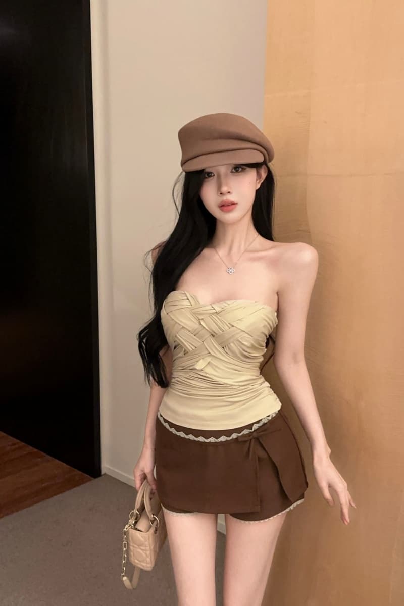 실사 정가 디자인 센스 짜임 튜브탑 조끼 가을 겨울 벨트 가슴 패드 기본 셔츠 여성 핫걸 섹시함 맨위 상세 이미지 9