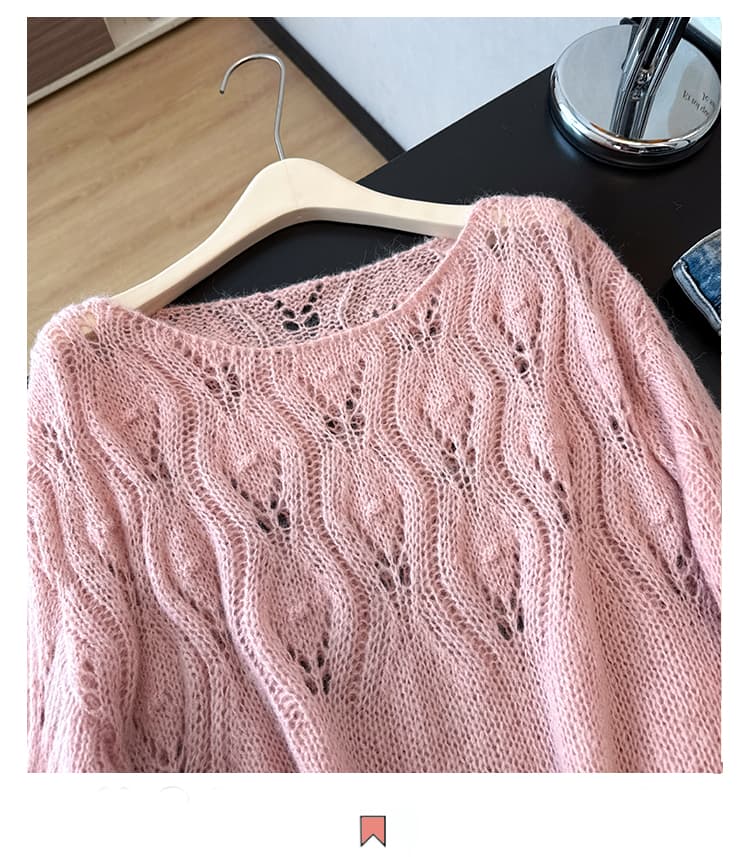 실사 빅 사이즈 한 부서 슬림해 보이는 외국 가스 홀로우 아웃 블라우스 자수 패션 연령 감소 긴팔 니트 얇은 스타일 풀오버 맨위 상세 이미지 2