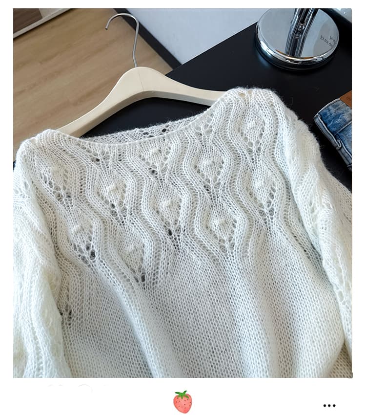 실사 빅 사이즈 한 부서 슬림해 보이는 외국 가스 홀로우 아웃 블라우스 자수 패션 연령 감소 긴팔 니트 얇은 스타일 풀오버 맨위 상세 이미지 8