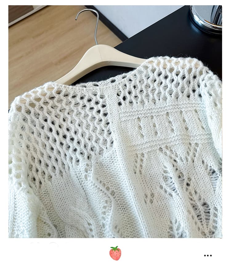 실사 빅 사이즈 이른 가을 새로운 한 부서 슬림해 보이는 외국 가스 홀로우 아웃 블라우스 자수 패션 연령 감소 니트 긴 소매 맨위 상세 이미지 8