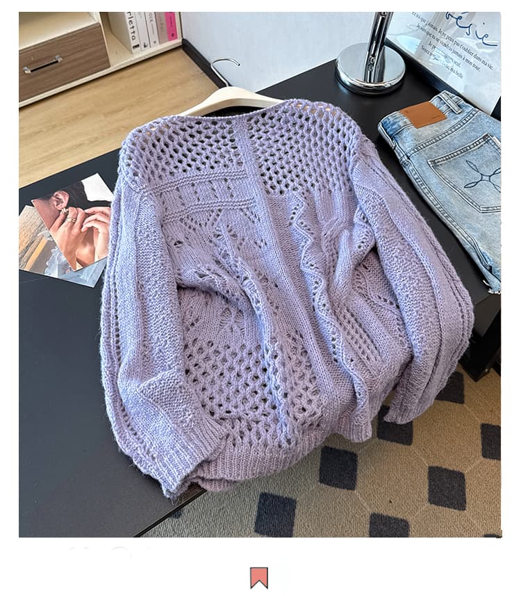 실사 빅 사이즈 이른 가을 새로운 한 부서 슬림해 보이는 외국 가스 홀로우 아웃 블라우스 자수 패션 연령 감소 니트 긴 소매 맨위 상세 이미지 12
