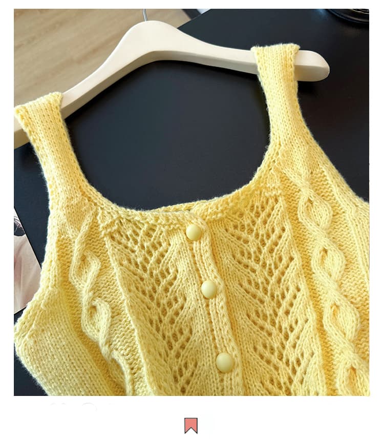 실사 빅 사이즈 이른 가을 외국 가스 홀로우 아웃 자수 니트 조끼 지방 mm 슬림해 보이는 연령 감소 스택 착용 베스트 맨위 여성 상세 이미지 2