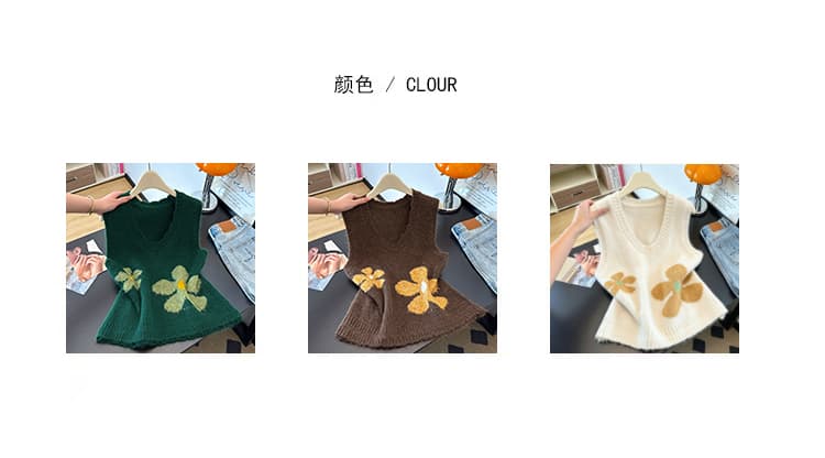 실사 이른 가을 새로운 빅 사이즈 외국 가스 니트 조끼 지방 mm 연령 감소 슬림해 보이는 다용도 스택 착용 베스트 맨위 여성 상세 이미지 5
