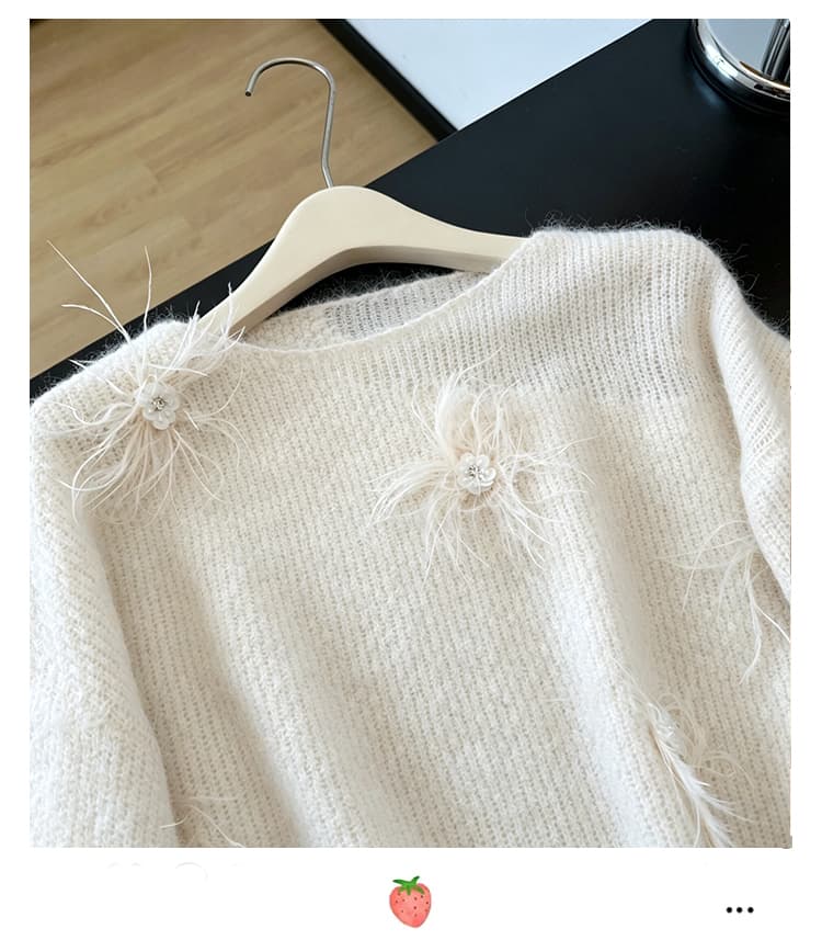 실사 빅 사이즈 외국 가스 3 차원 꽃 니트 지방 mm 슬림해 보이는 패션 연령 감소 따뜻한 부드럽다 찹쌀 가을 겨울 스웨터 여자 상세 이미지 8