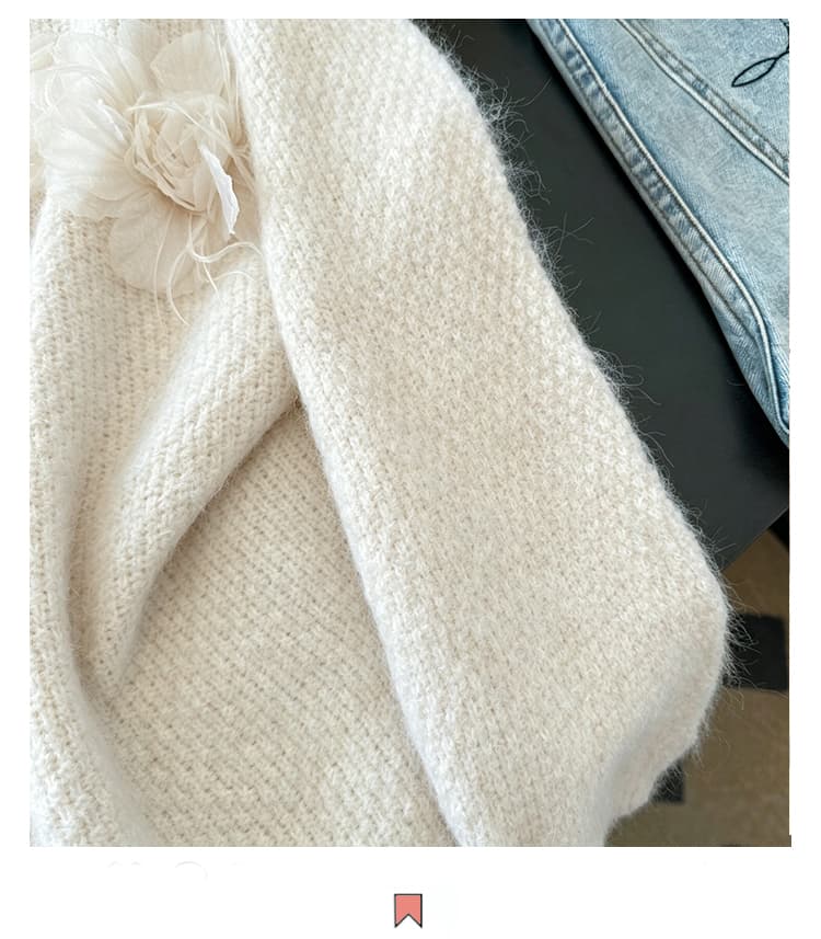 실사 빅 사이즈 외국 가스 3 차원 꽃 따뜻한 부드럽다 찹쌀 니트 지방 mm 슬림해 보이는 패션 연령 감소 가을 겨울 스웨터 여자 상세 이미지 32