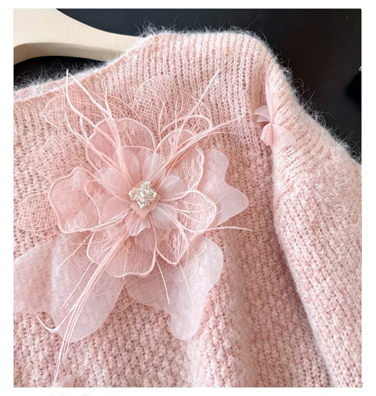 실사 빅 사이즈 외국 가스 3 차원 꽃 니트 지방 mm 슬림해 보이는 패션 연령 감소 따뜻한 부드럽다 찹쌀 가을 겨울 스웨터 여자 상세 이미지 16