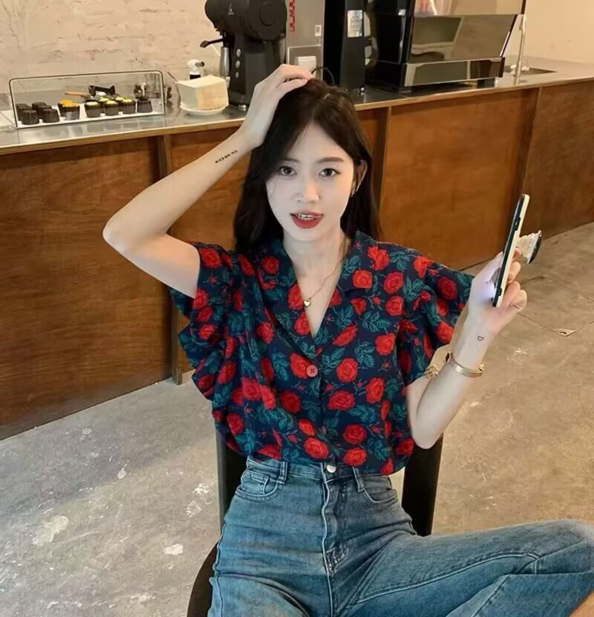 2026 여름 새로운 정장 파일럿 포트 바람 꽃 여성 셔츠 레트로 루즈핏 품격 프릴 작은 날다 소매 맨위 여름 이미지 4