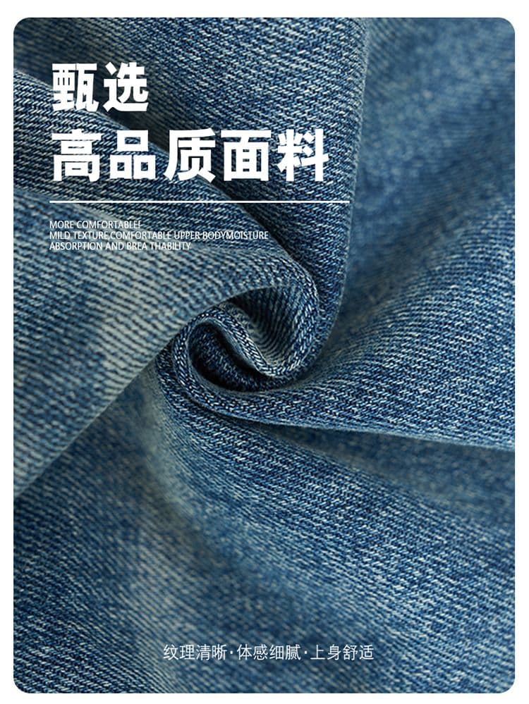 아메리칸 레트로 자수 청바지 남녀 스트레이트 조수 브랜드 캐주얼 악당 잘 생긴 작은 대중 넓은 다리 루즈핏 커플 모통이 칼 바지 상세 이미지 5