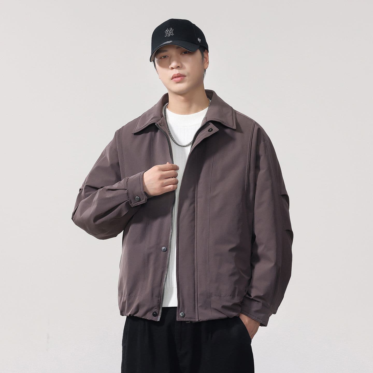 새로운 국가 표준 90 플러시 겨울 폴로 칼라 단색 보온 다운 재킷 남성 미니멀리즘 다용도 새로운 레트로 재킷 이미지 4