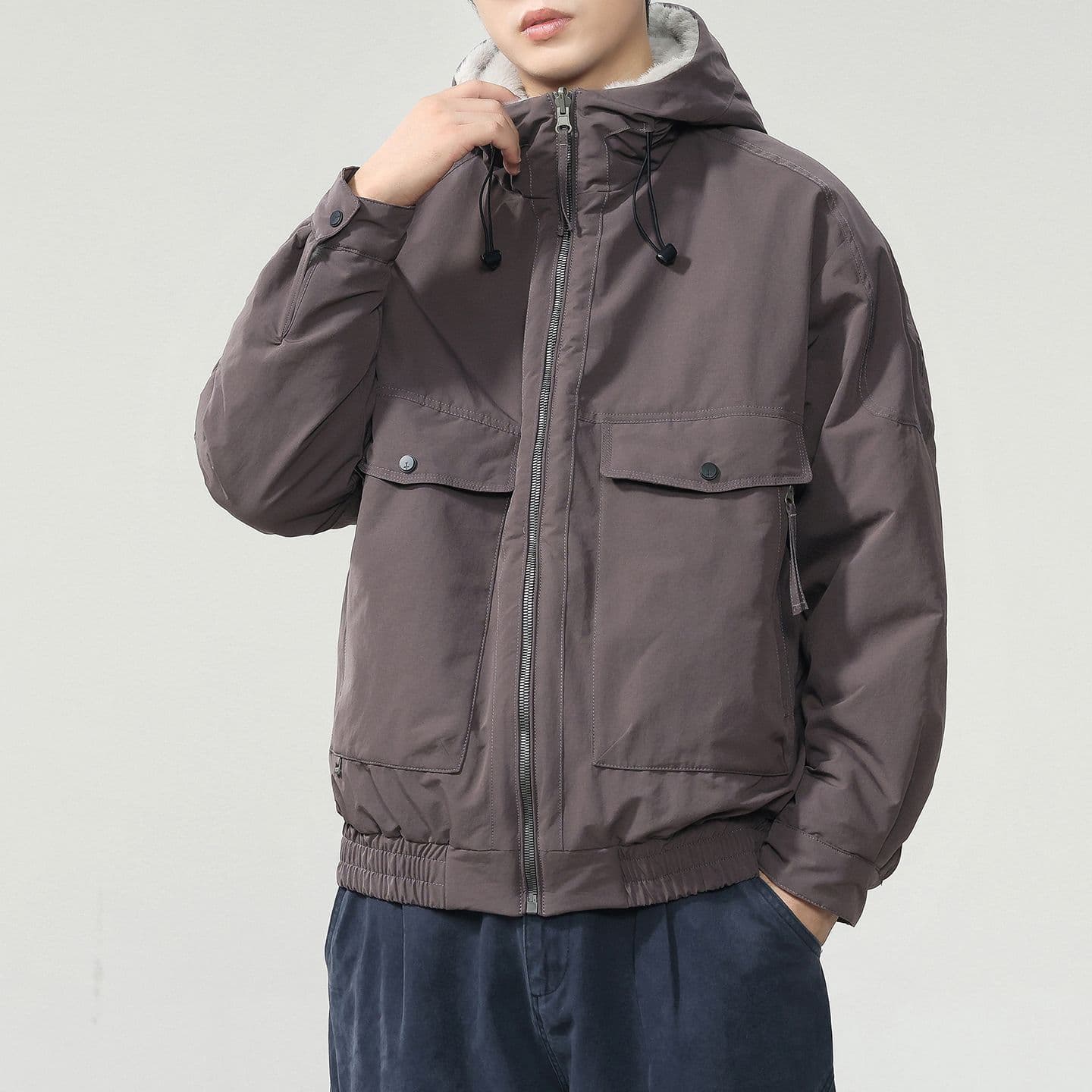 겨울 양면 착용 좌 산 조각 면 의류 남자 조수 브랜드 루즈핏 다용도 털이 있고 두꺼운 빅 사이즈 옷 재킷