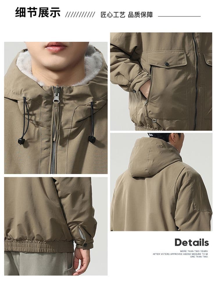 겨울 양면 착용 좌 산 조각 면 의류 남자 조수 브랜드 루즈핏 다용도 털이 있고 두꺼운 빅 사이즈 옷 재킷 상세 이미지 4