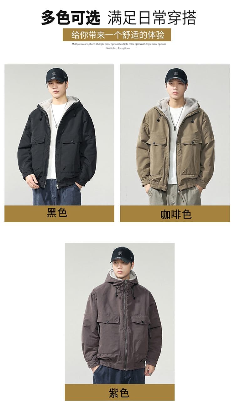 겨울 양면 착용 좌 산 조각 면 의류 남자 조수 브랜드 루즈핏 다용도 털이 있고 두꺼운 빅 사이즈 옷 재킷 상세 이미지 5