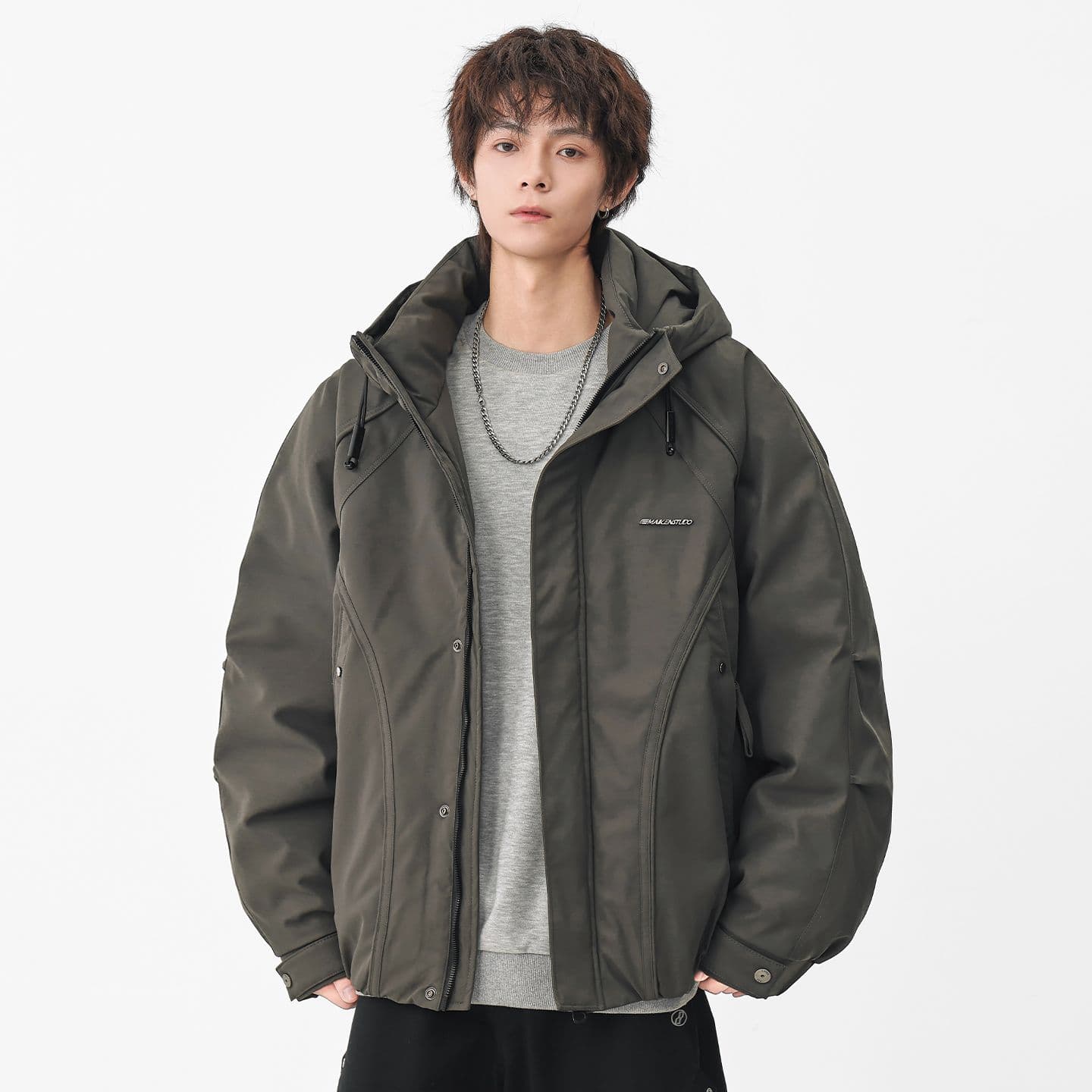 90 플러시 후드 워크웨어 다운 재킷 남성 일본식 레트로 다용도 보온 캐주얼 다운 야외 감기 예방 재킷 이미지 4