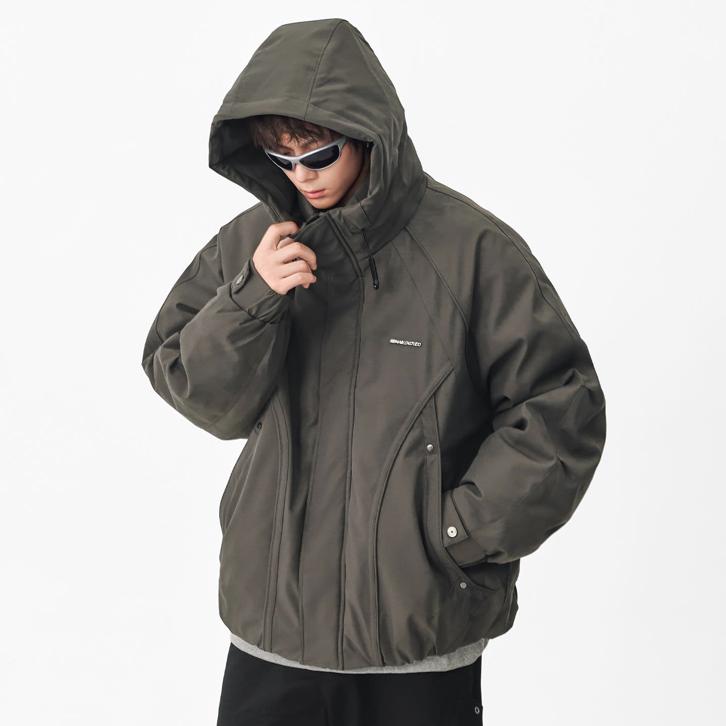 90 플러시 후드 워크웨어 다운 재킷 남성 일본식 레트로 다용도 보온 캐주얼 다운 야외 감기 예방 재킷 이미지 5