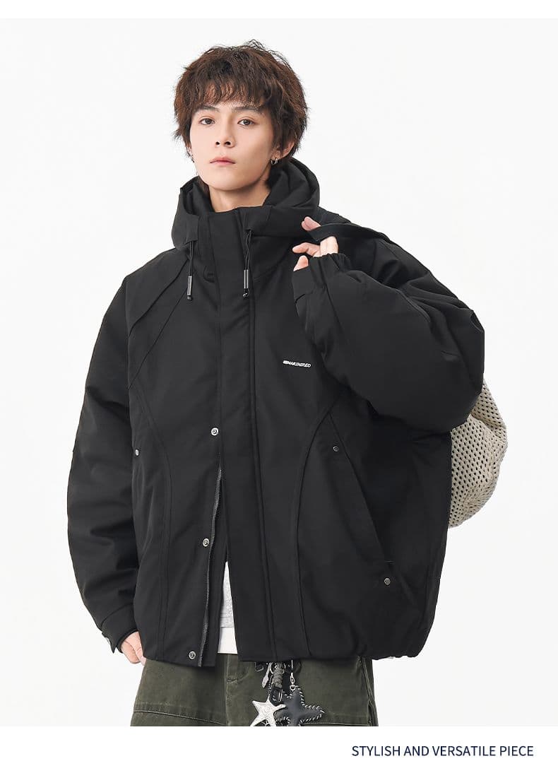 90 플러시 후드 워크웨어 다운 재킷 남성 일본식 레트로 다용도 보온 캐주얼 다운 야외 감기 예방 재킷 상세 이미지 13