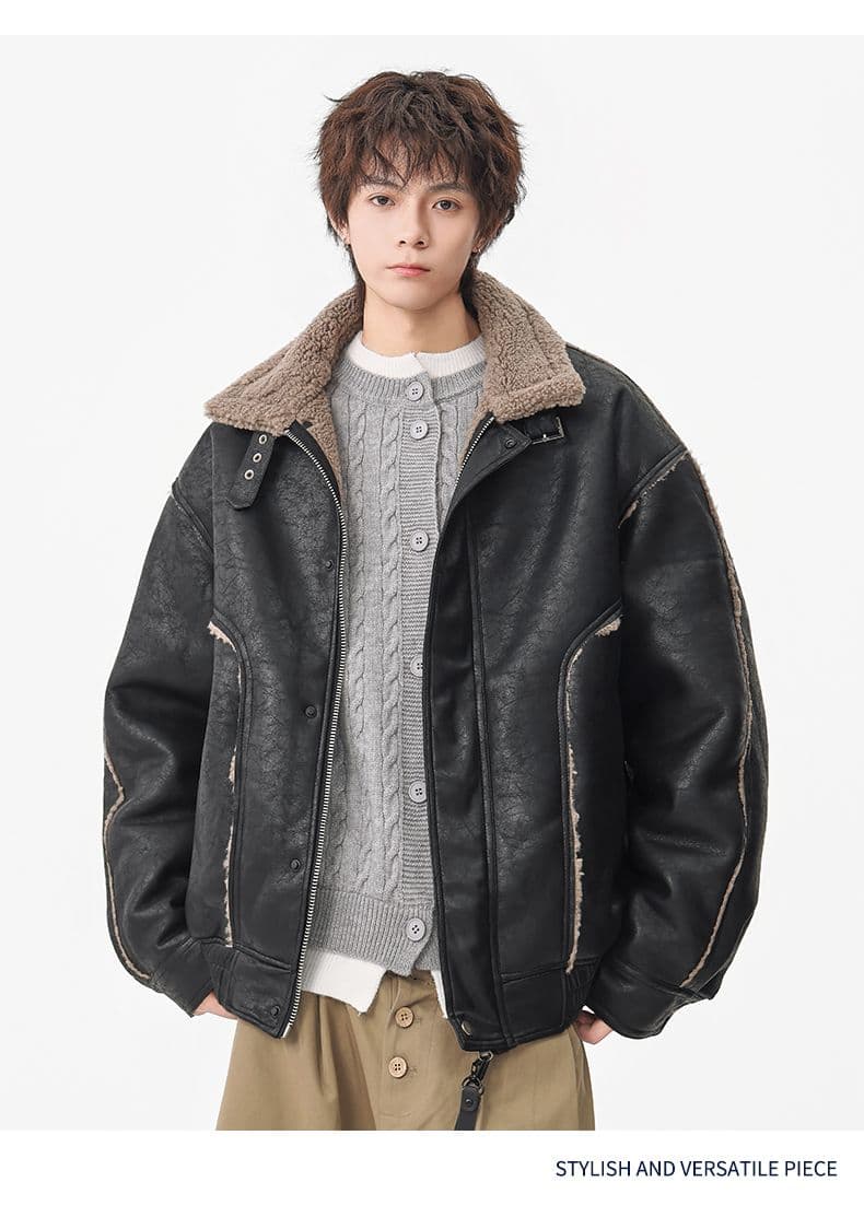 피모 하나 면 의류 남성 겨울 새로운 일본식 레트로 스탠드 칼라 루즈핏 두꺼운 보온 면 옷 재킷 상세 이미지 7