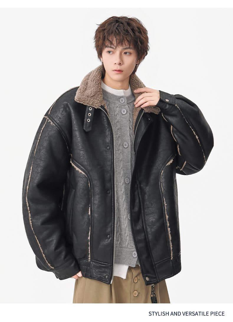피모 하나 면 의류 남성 겨울 새로운 일본식 레트로 스탠드 칼라 루즈핏 두꺼운 보온 면 옷 재킷 상세 이미지 8