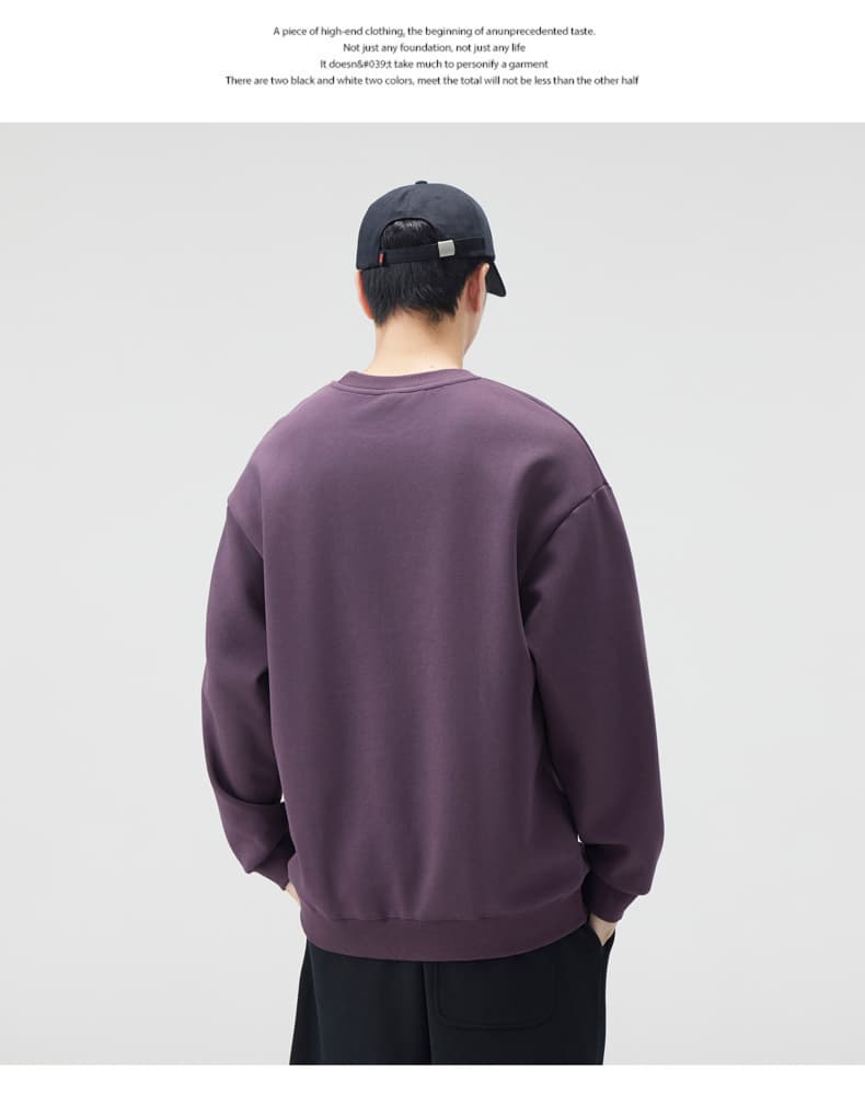 실사 2026 무거운 단색 라운드 넥 후드티 남자 루즈핏 다용도 남자 여자 중성 만나는 동정 맨위 상세 이미지 13