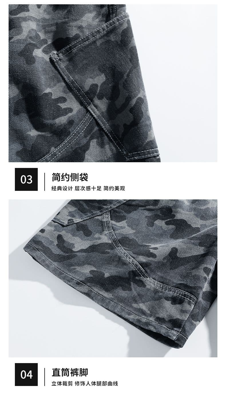 여름 새로운 아메리칸 워크웨어 반바지 남자 조수 브랜드 루즈핏 다용도 오부 바지 높음 거리 악당 잘 생긴 카모플라주 캐주얼 바지 상세 이미지 13