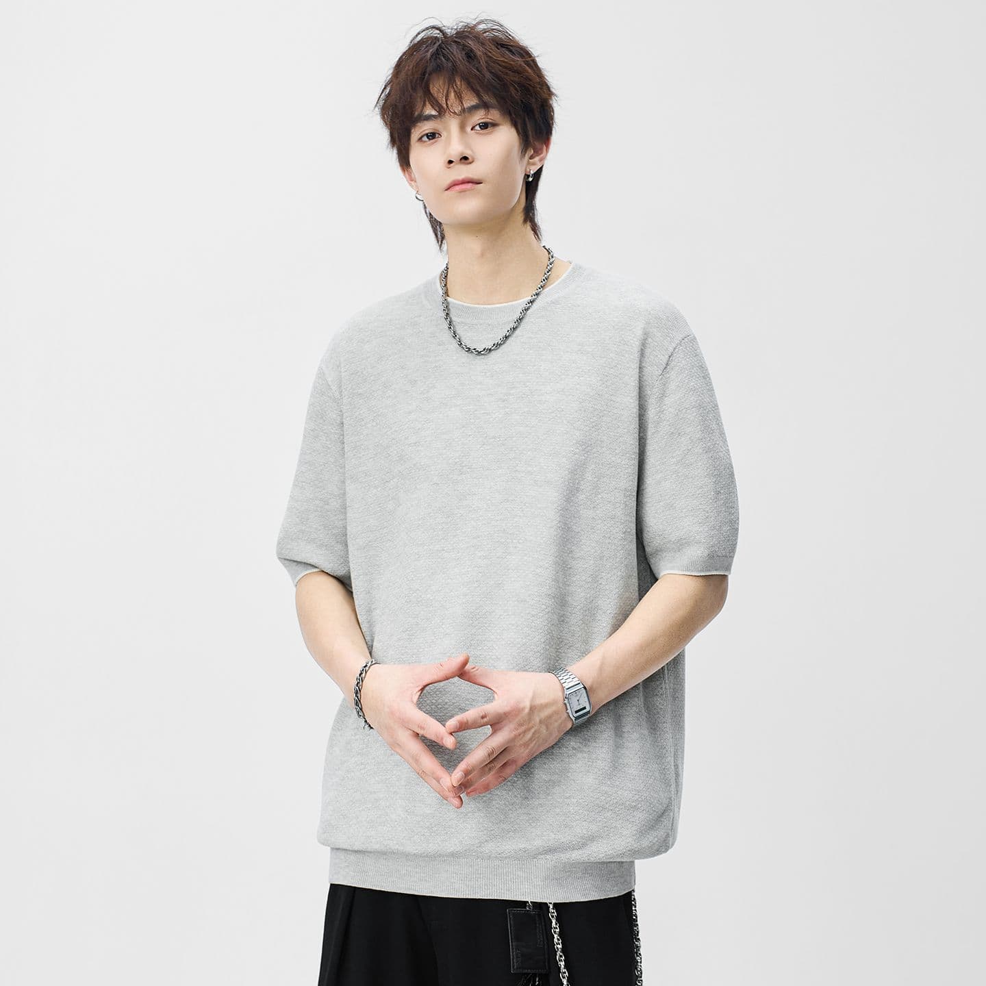 오래된 돈 바람 아마 반팔 티셔츠 남성 라운드 넥 2026 여름 새로운 다용도 트렌드 폭발 미니멀리즘 일본식 티셔츠 이미지 5